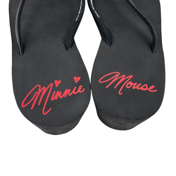 Disney Minnie Mouse Platform Wedge Thong Flip Flops Sandals 9 - Picture 5 of 12